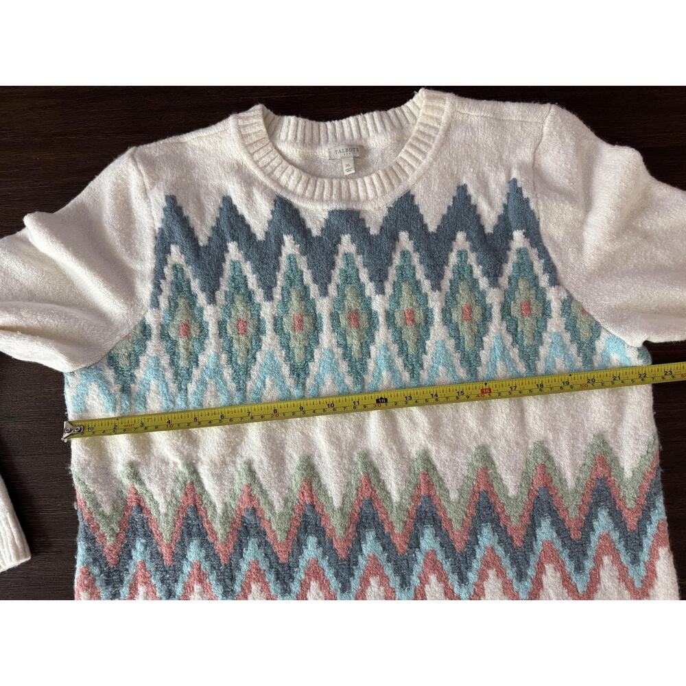 Talbots Multicolor Chevron Crew Neck Sweater - Picture 6 of 9